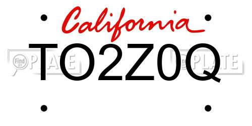 TO2Z0Q California License Plate