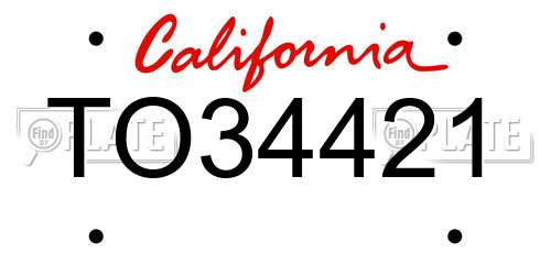 TO34421 California License Plate