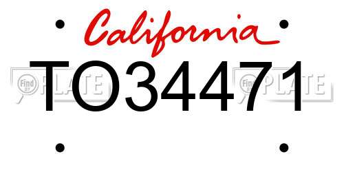 TO34471 California License Plate