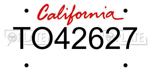 TO42627 California License Plate