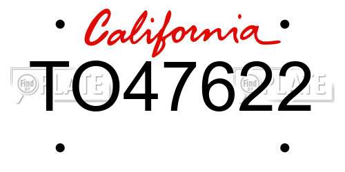 TO47622 California License Plate