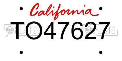 TO47627 California License Plate