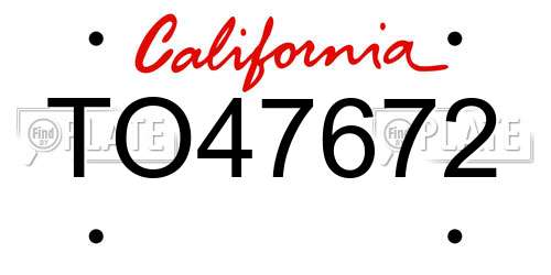 TO47672 California License Plate