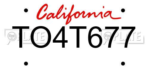 TO4T677 California License Plate