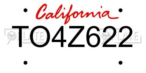 TO4Z622 California License Plate