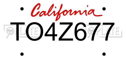 TO4Z677 California License Plate