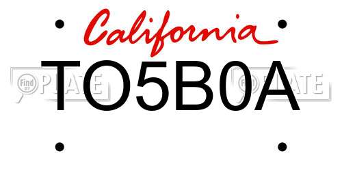 TO5B0A California License Plate