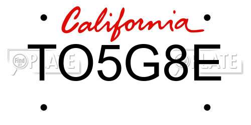 TO5G8E California License Plate