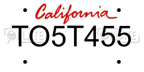 TO5T455 California License Plate