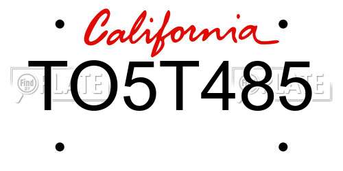 TO5T485 California License Plate