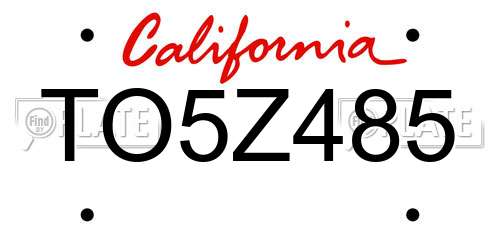 TO5Z485 California License Plate