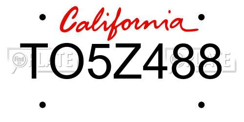 TO5Z488 California License Plate