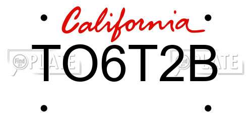 TO6T2B California License Plate