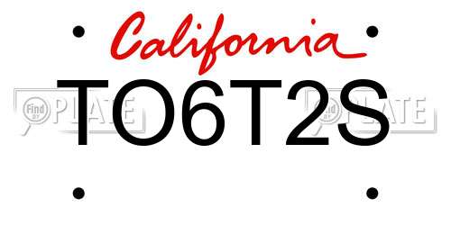 TO6T2S California License Plate