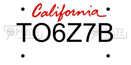 TO6Z7B California License Plate