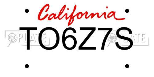 TO6Z7S California License Plate