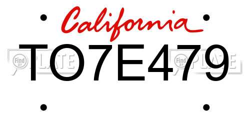 TO7E479 California License Plate