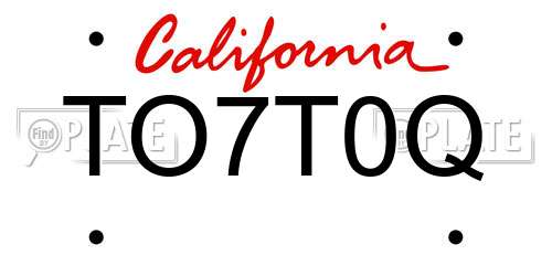 TO7T0Q California License Plate