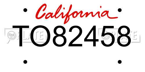 TO82458 California License Plate