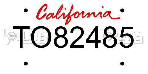 TO82485 California License Plate