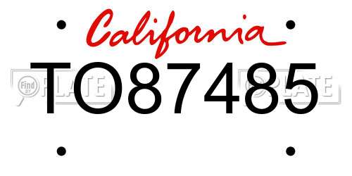 TO87485 California License Plate