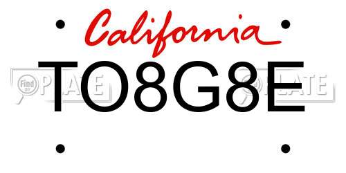 TO8G8E California License Plate