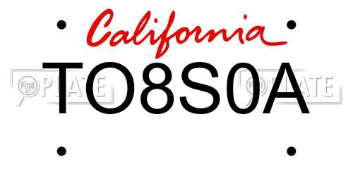 TO8S0A California License Plate