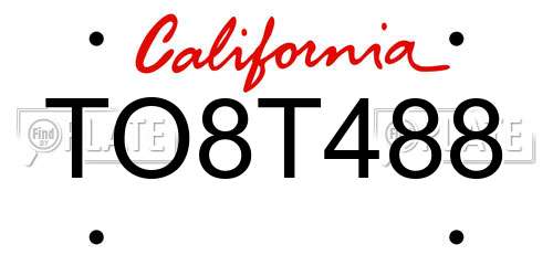 TO8T488 California License Plate