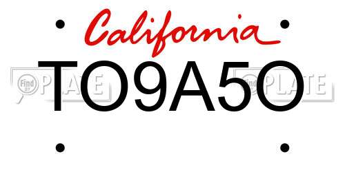 TO9A5O California License Plate