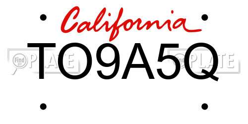 TO9A5Q California License Plate