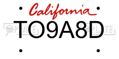 TO9A8D California License Plate