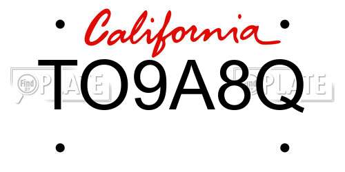 TO9A8Q California License Plate