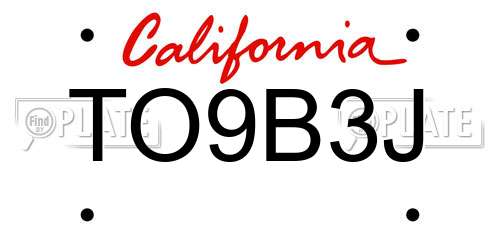 TO9B3J California License Plate