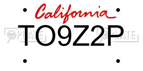 TO9Z2P California License Plate