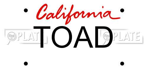 TOAD California License Plate