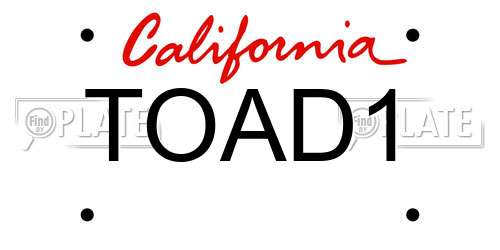 TOAD1 California License Plate