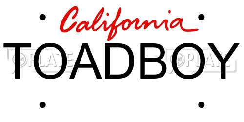 TOADBOY California License Plate