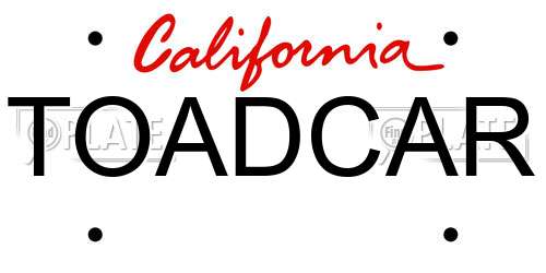 TOADCAR California License Plate
