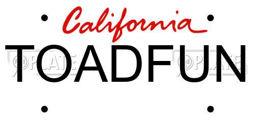 TOADFUN California License Plate