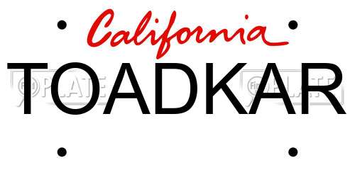 TOADKAR California License Plate