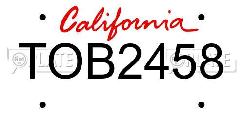 TOB2458 California License Plate