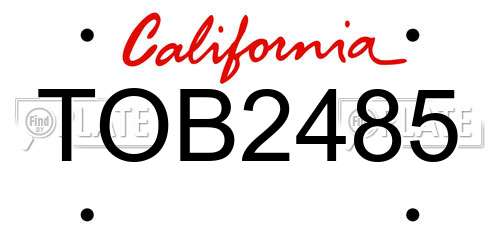 TOB2485 California License Plate