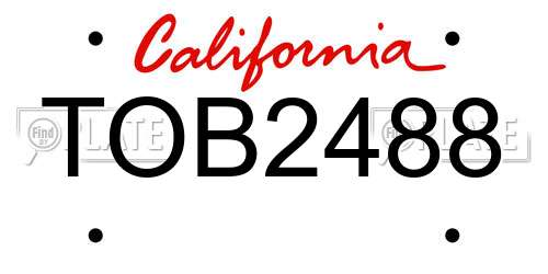 TOB2488 California License Plate