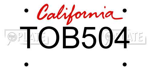 TOB504 California License Plate