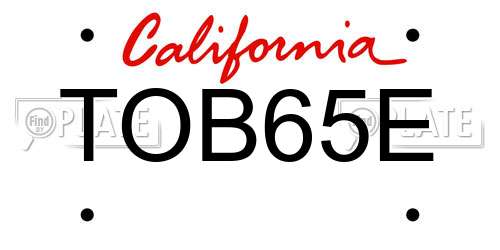 TOB65E California License Plate