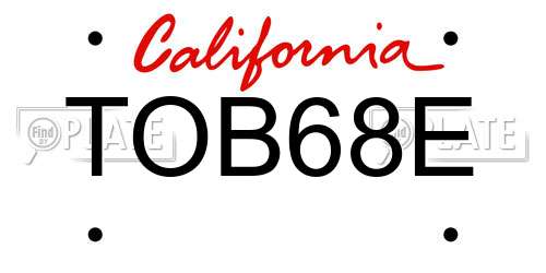TOB68E California License Plate