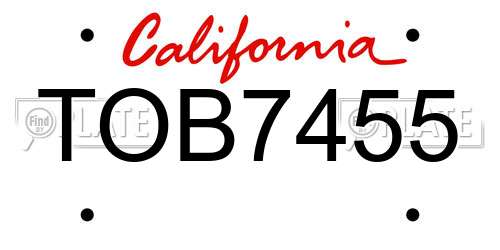 TOB7455 California License Plate