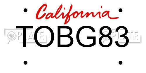 TOBG83 California License Plate