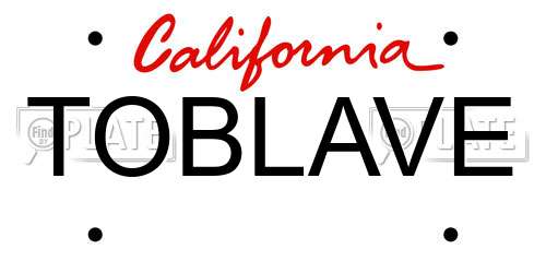 TOBLAVE California License Plate