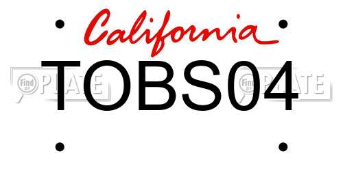 TOBS04 California License Plate